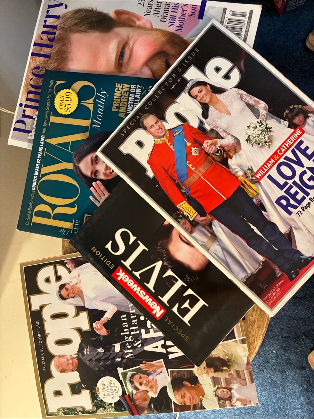 Set of 5 Magazines—Princess Kate, William, Harry, Meghan, Elvis, Royal wedding